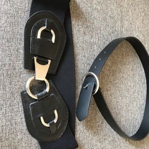 2/$10 NWT - Set of TWO: S/M belts - cinch waist and plain black belt